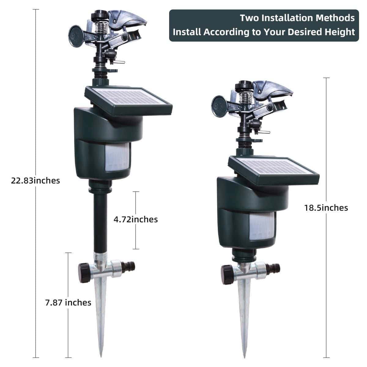 2025 MAS Picture lengths Sprinkler showing two different heights