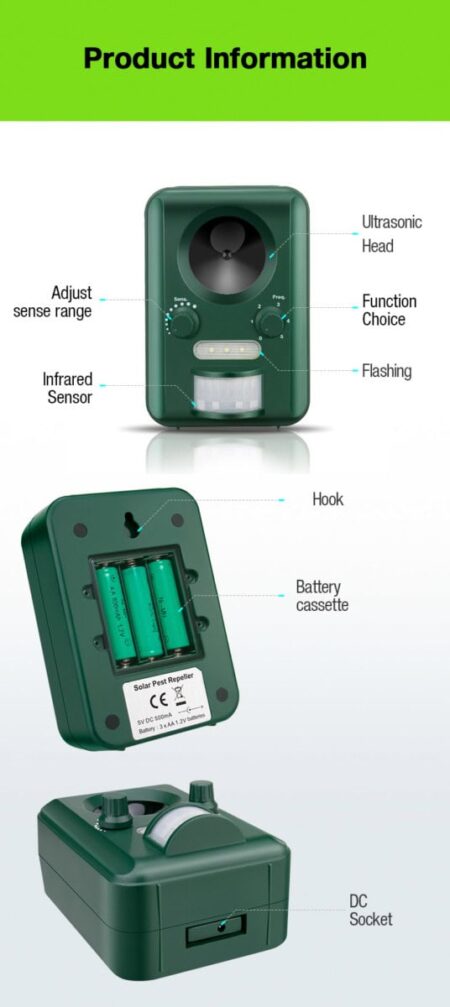 Solar Animal repeller Solar Ultrasonic deterrent