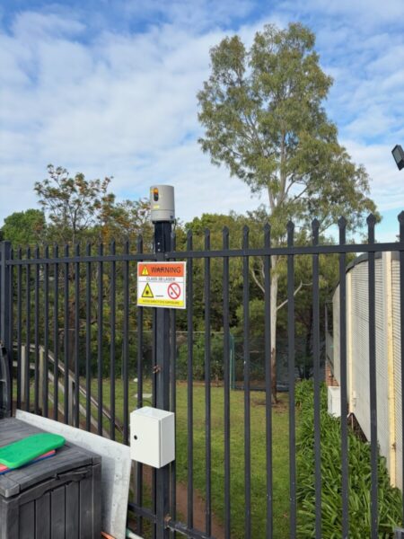 HBX Laser set up to deter ducks form the pool area