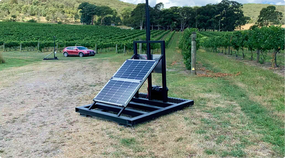 Bird Control for Farms & Agriculture Solar bird deterrent protecting vineyard crops on an Australian farm